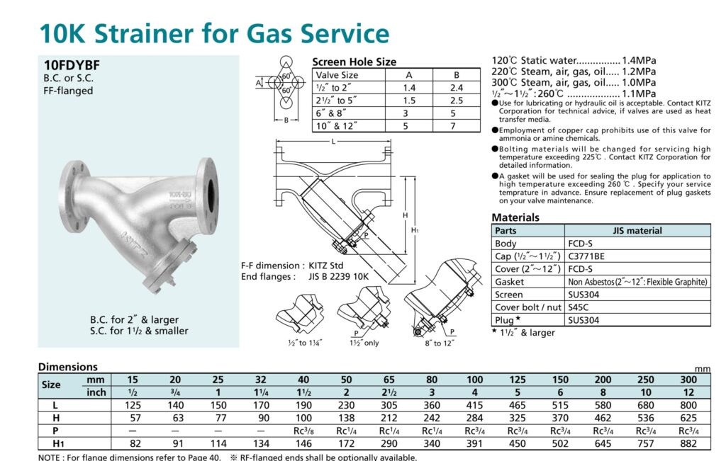 Catalogue Lọc Y Gang 10Fdybf - Jis10K