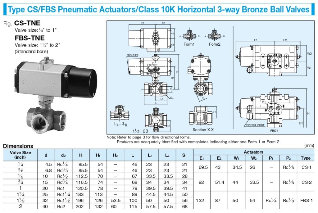 Catalogue Van Bi Điều Khiển Khí Nén Cs-Tne / Fbs-Tne